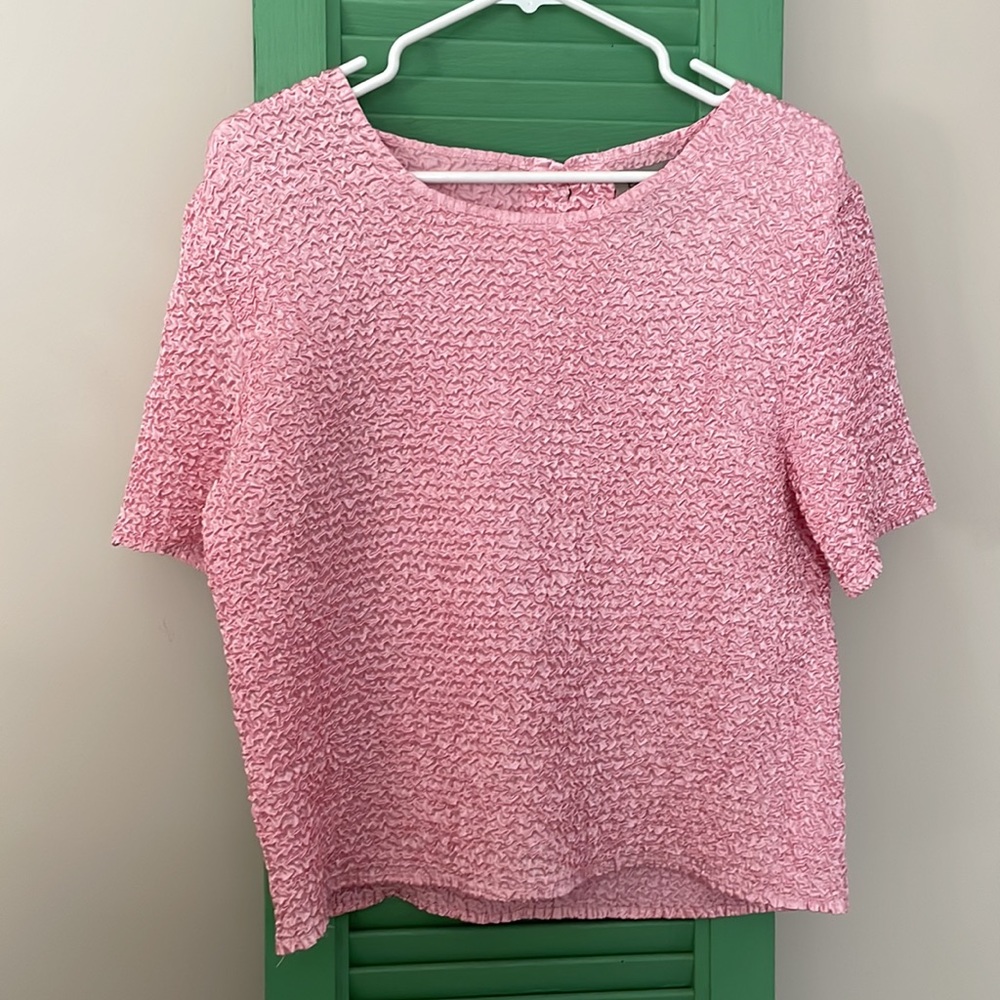 Vintage Persona Pink Popcorn Short Sleeve Top